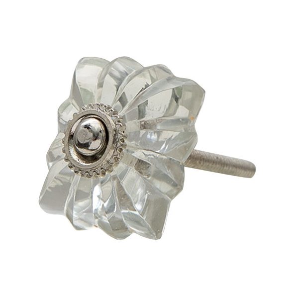 CLEEF.64983 Ajtófogantyú négyzetes üvegvirág, 4x4x3cm