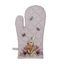   CLEEF.HBU44 Edényfogó kesztyű 18x30cm 100% pamut, Happy Bunny