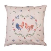 CLEEF.CAR21 Párnahuzat 40x40cm, pamut, Chicken and Rooster
