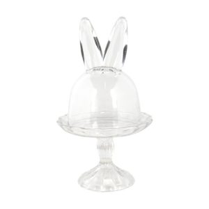CLEEF.6GL3377 Üveg bonbonier nyuszifüles búrával 14x23cm