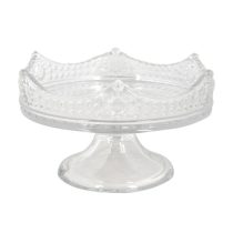   CLEEF.6GL3396 Üveg süteményes állvány korona peremű, 21x12cm