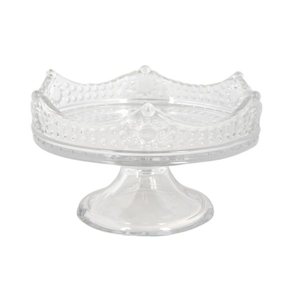 CLEEF.6GL3396 Üveg süteményes állvány korona peremű, 21x12cm