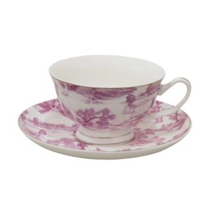 CLEEF.6CEKS0001P Porceláncsésze+alj, 250ml, keleti tájas, pink