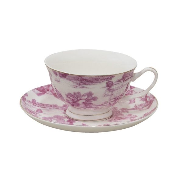 CLEEF.6CEKS0001P Porceláncsésze+alj, 250ml, keleti tájas, pink