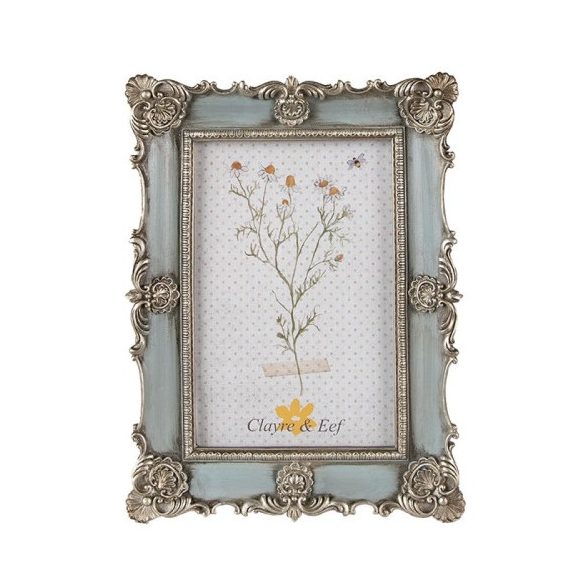 CLEEF.2F0995 Világoskék képkeret ezüstös díszítéssel 15x2x20/10x15cm