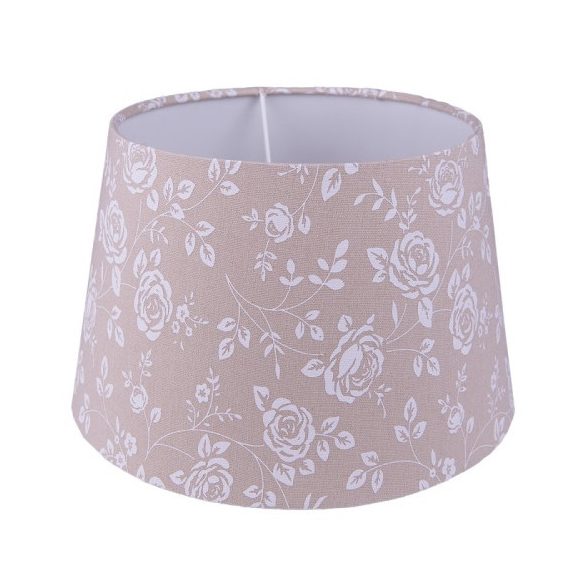 CLEEF.6LAK0536 Lámpaernyő beige-fehér rózsás textilbevonatú,műanyag belsővel, 26x16cm