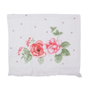CLEEF.CT025 Konyhai kéztörlő 40x66cm, pamut,rózsaszín virágos