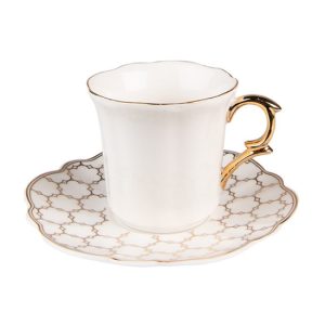 CLEEF.6CEKS0002 Porcelán kávéscsésze+alj 95ml, fehér-arany