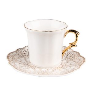 CLEEF.6CEKS0003 Porcelán kávéscsésze+alj 95ml, fehér-arany