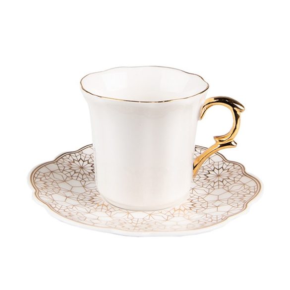 CLEEF.6CEKS0003 Porcelán kávéscsésze+alj 95ml, fehér-arany