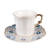   CLEEF.6CEKS0005 Porcelán kávéscsésze+alj 95ml, fehér-kék-arany