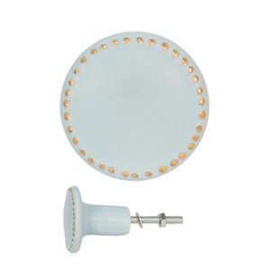 CLEEF.65061 Ajtófogantyú kék színű- körben arany pöttyös 4x3cm,kerámia