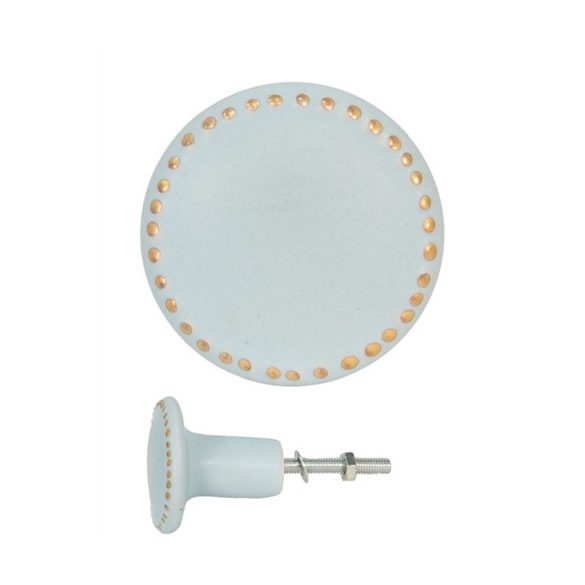 CLEEF.65061 Ajtófogantyú kék színű- körben arany pöttyös 4x3cm,kerámia