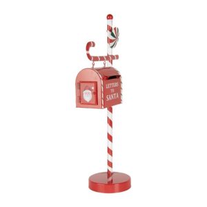 CLEEF.6Y5857 Santa postaláda, piros fém dekoráció, 20x12x51cm