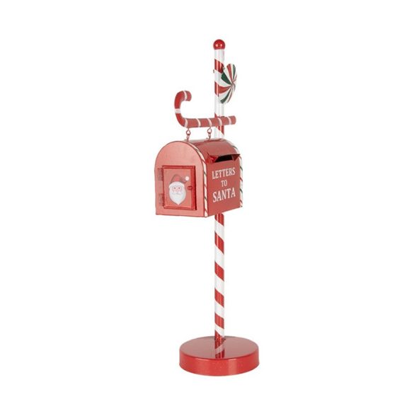 CLEEF.6Y5857 Santa postaláda, piros fém dekoráció, 20x12x51cm