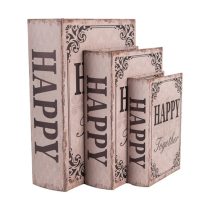   CLEEF.66255 Happy feliratú fadobozszett 3 részes, 27X22x7/22x17x6/17x12x4cm