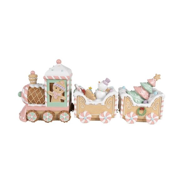CLEEF.6PR4266 Mézeskalács vonat, 45x12x19cm, műanyag dekorfigura