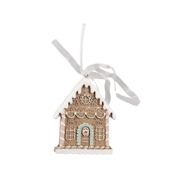 CLEEF.6PR4322 Mézeskalács házikó 6x1x8cm, műanyag függődísz