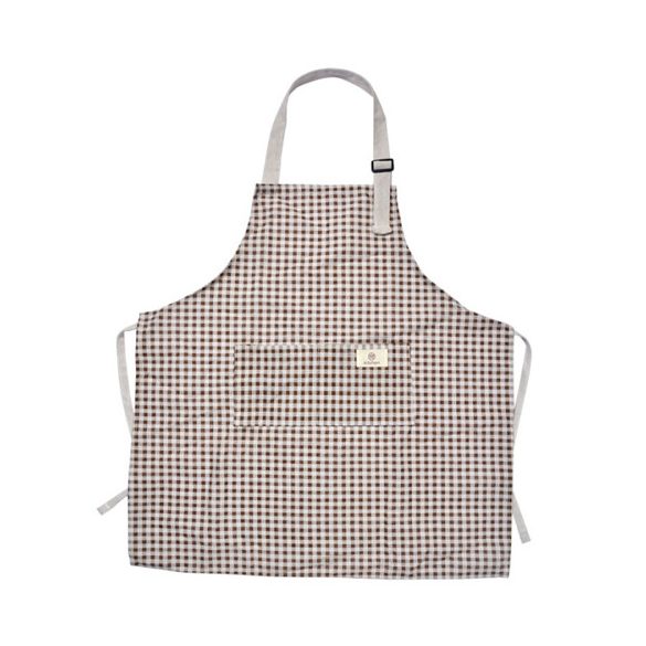 CLEEF.KT041.037G Kockás kötény 65x70cm, barna, polyester