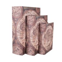   CLEEF.65695 Antik térképes fadobozszett 3 részes, 27X22x7/22x17x6/17x12x4cm
