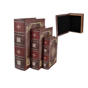 CLEEF.65696 Antik mintás fadobozszett 3 részes, 27X22x7/22x17x6/17x12x4cm