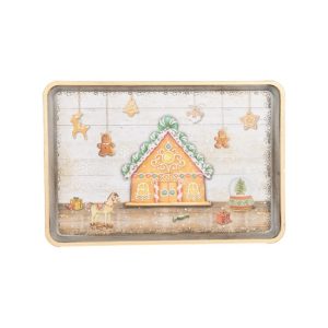 CLEEF.65751 Műanyag tálca 32x22x2cm, mézeskalácsos