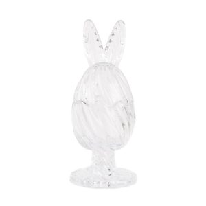 CLEEF.6GL4926 Nyuszifüles talpas bonbonier, 9x22cm, csíkos üveg