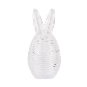 CLEEF.6GL4947 Nyuszifejes bonbonier, 8x17cm, csíkos üveg