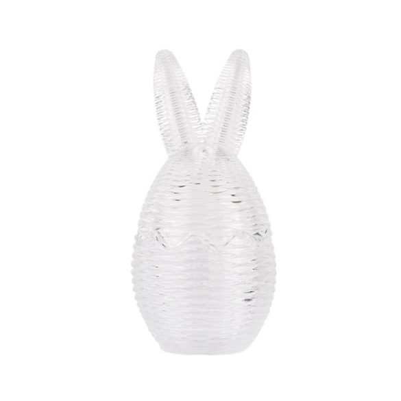 CLEEF.6GL4947 Nyuszifejes bonbonier, 8x17cm, csíkos üveg