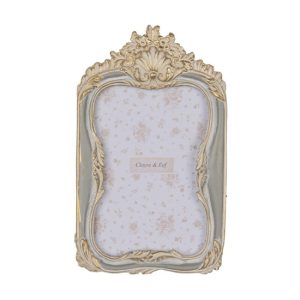 CLEEF.2F1220 Díszes képkeret szürke-arany, 13x2x21/10x15cm, műanyag