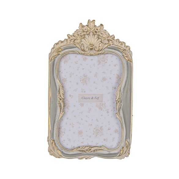 CLEEF.2F1220 Díszes képkeret szürke-arany, 13x2x21/10x15cm, műanyag