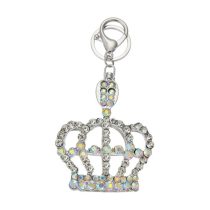   CLEEF.JZKC0164 Fém kulcstartó koronás, üveggyönggyel, 7x2x8cm