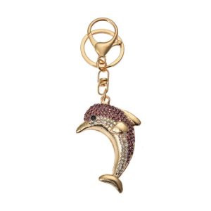CLEEF.JZKC0187 Fém kulcstartó delfines, üveggyönggyel, 4x2x6cm