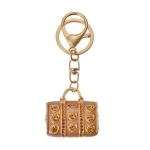 CLEEF.JZKC0198 Fém kulcstartó táskás, üveggyönggyel, 4x2x4cm