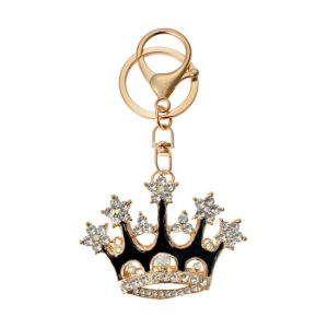 CLEEF.JZKC0199 Fém kulcstartó koronás, üveggyönggyel, 4x2x6cm