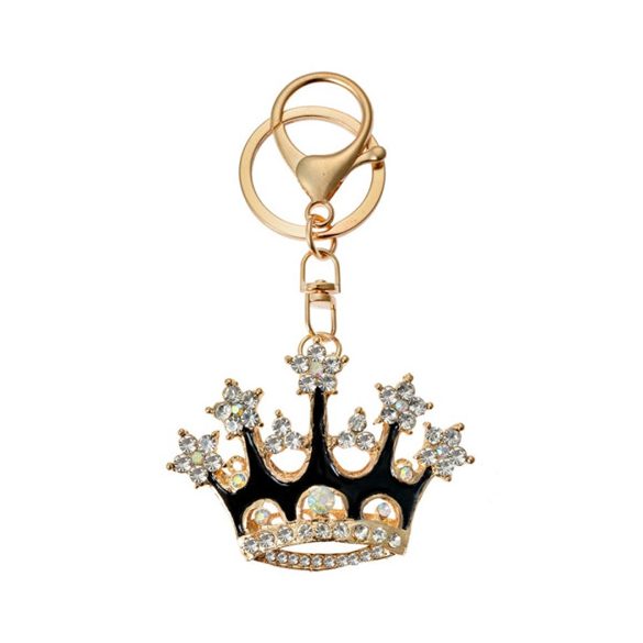 CLEEF.JZKC0199 Fém kulcstartó koronás, üveggyönggyel, 4x2x6cm