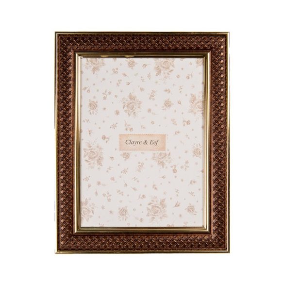 CLEEF.2F1229S Rácsos képkeret bronzos barna, 15x2x20/10x15cm, műanyag