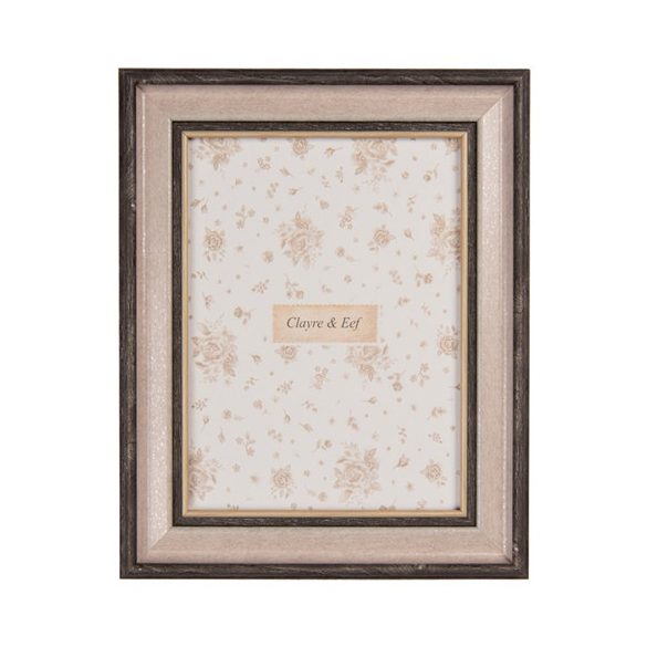 CLEEF.2F1238M Fa jellegű képkeret, barna-bézs, 19x2x24cm/13x18cm, műanyag