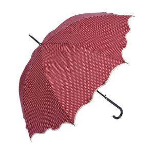 CLEEF.JZUM0058R Pöttyös esernyő hullámos szélű, átmérő 98cm, piros