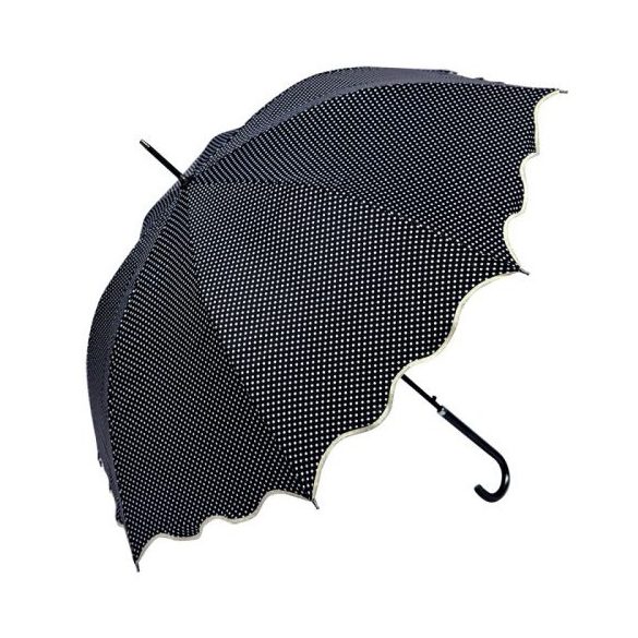 CLEEF.JZUM0058Z Pöttyös esernyő hullámos szélű, átmérő 98cm, fekete