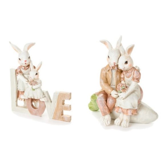 N.S.QHK240401A LOVE nyuszi, 11x4,5x12cm, műanyag dekorfigura
