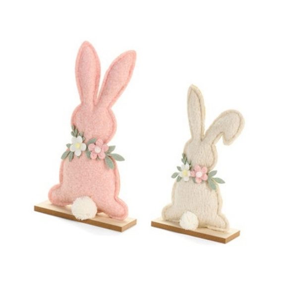 N.S.TST260206 Filcnyuszi fatalpon, pompom farokkal, 2 db-os szett, 14x5x24/17x5x30cm