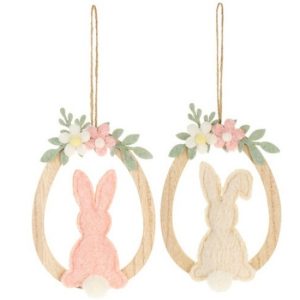 N.S.TST260210B Fatojás ajtódísz filcnyuszival, 11x0,9x14cm, fehér