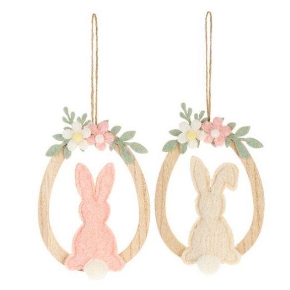 N.S.TST260210B Fatojás ajtódísz filcnyuszival, 11x0,9x14cm, fehér