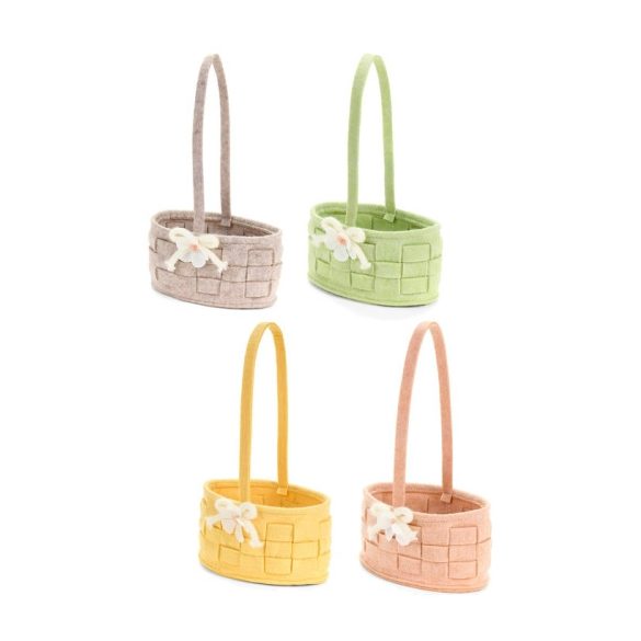 N.S.TKH260307A Filckosár barna,15x9x8cm, virágos