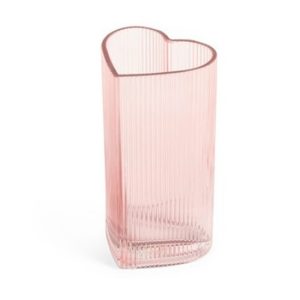N.S.GAI260101 Rózsaszín szív üvegváza, 11x11x20,5cm