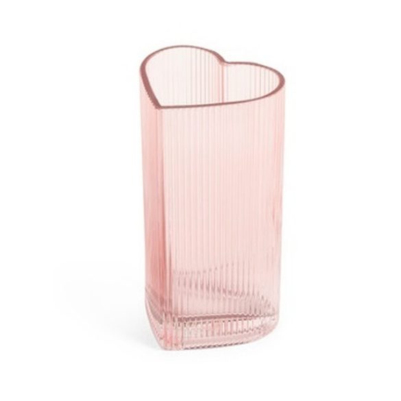 N.S.GAI260101 Rózsaszín szív üvegváza, 11x11x20,5cm