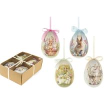   N.S.QTG260202 Húsvéti tojásszett 4db-os, 12cm, műanyag függődísz, PePen