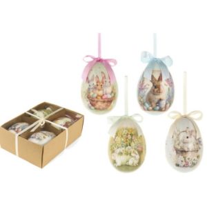 N.S.QTG260202 Húsvéti tojásszett 4db-os, 12cm, műanyag függődísz, PePen