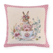   N.S.ARA260504 Párnahuzat 45x45cm, pamut, Storie Fiorite fehér csészében